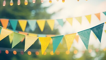 Cheerful and Festive Carnival Scene with Colorful Flags