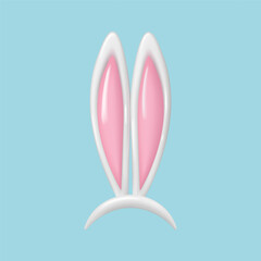 3d Rabbit ears. realistic plastic Easter bunny ears. Vector illustrations. Photo editor, booth, video chat app cliparts