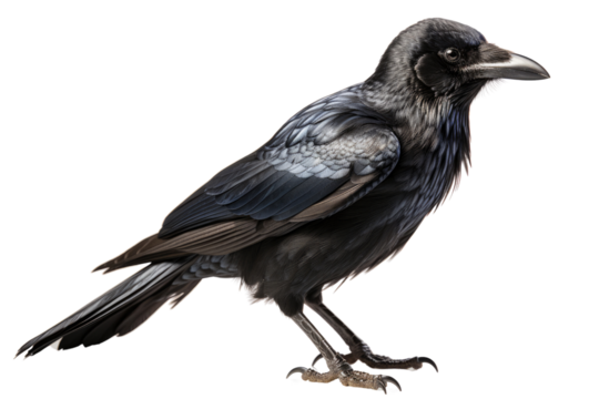 A crow on transparent background, PNG file