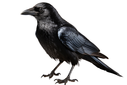 A crow on transparent background, PNG file