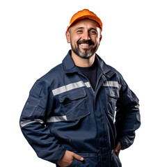 Factory worker in uniform on transparent background, white background, isolated, icon material, commercial photography