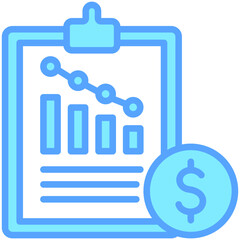 Loss blue color icon are typically used in a wide range of applications, including websites, apps, presentations, and documents related to business analytics theme.