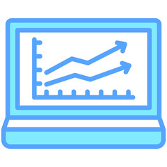 Analytics blue color icon are typically used in a wide range of applications, including websites, apps, presentations, and documents related to business analytics theme.