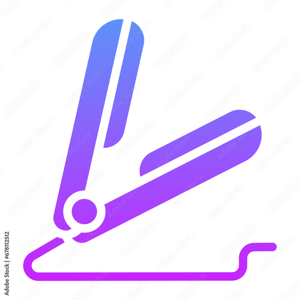 Sticker hair iron icon