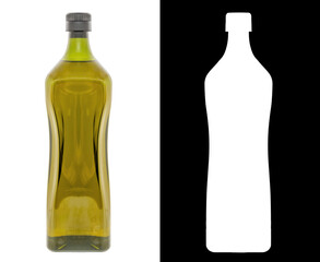 A Bottle of cold-extraction extra virgin olive oil In the cold extraction, the Olive Oil is extracted under 27ºC (80ºF) and gets EVOO more fruity and tasty. Isolated on white background for mock up