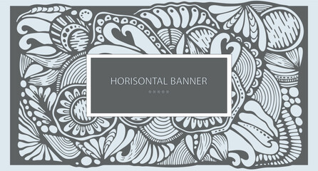 abstract background. cartoon floral doodle banner or card. template for invitation