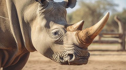 Obraz premium White rhinoceros in the zoo closeup of photo