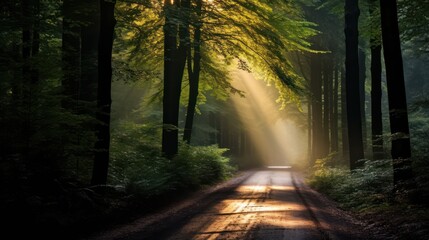 Fototapeta na wymiar Path in the Woods with the Sun Shine through