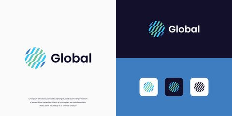 Vector Global Tech Logo Design Template - obrazy, fototapety, plakaty