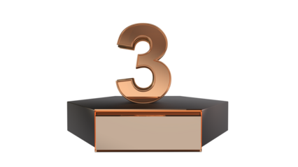 Gold 3d number 3 on podium 