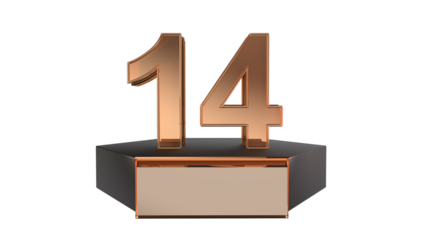 Gold 3d number 14 on podium 