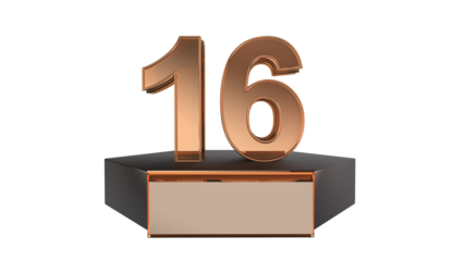 Gold 3d number 16 on podium 