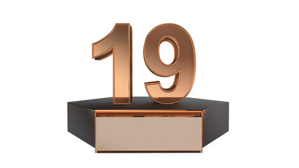 Gold 3d number 19 on podium 