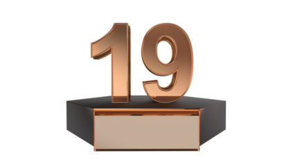 Gold 3d number 19 on podium 