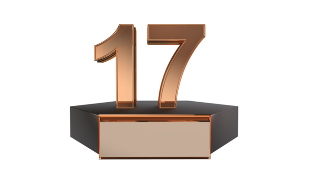 Gold 3d number 17 on podium 