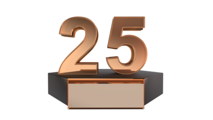 Gold 3d number 25 on podium 