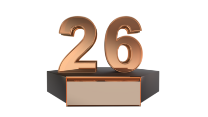 Gold 3d number 26 on podium 