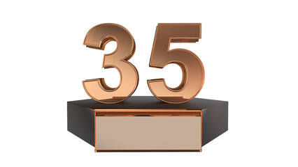 Gold 3d number 35 on podium 