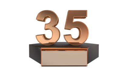 Gold 3d number 35 on podium 