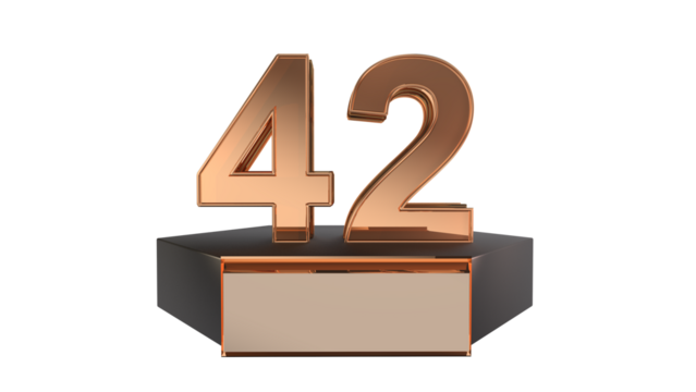 Gold 3d number 42 on podium 