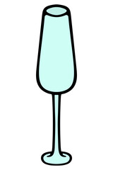 Empty green wine glass. Color vector illustration. Crystal drink container. Glass goblet with a long stem. Isolated background. Cartoon style. Idea for web design.