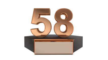 Gold 3d number 58 on podium 