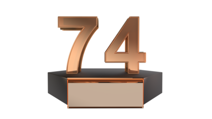 Gold 3d number 74 on podium 