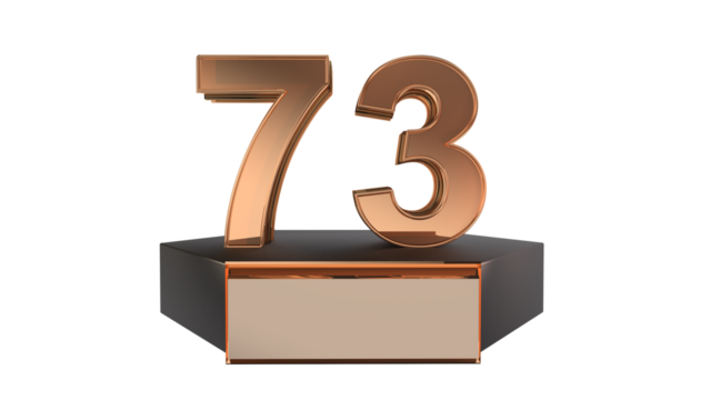 Gold 3d number 73 on podium 