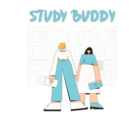 Study with me. Study buddy. Education together