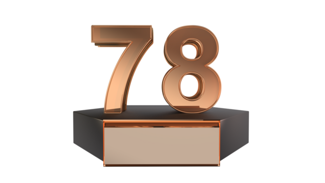 Gold 3d number 78 on podium 