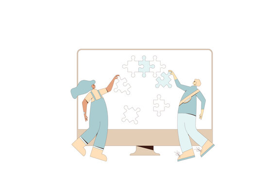 Digital business. Work online together. Teamwork online.