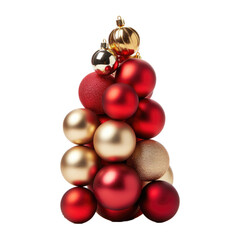 Christmass colorful balls pile triangle transparent background