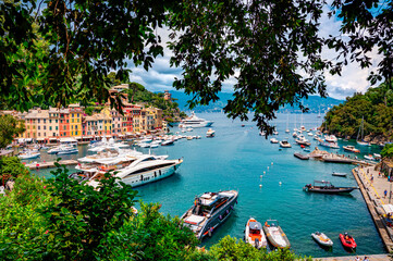 boats in the bay of Portofino