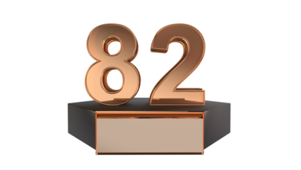 Gold 3d number 82 on podium 