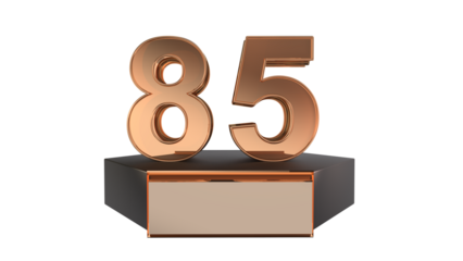 Gold 3d number 85 on podium 