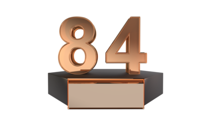 Gold 3d number 84 on podium 