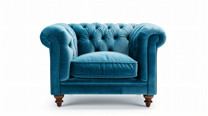 Blue velvet armchair