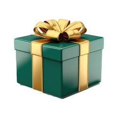 Christmas gift square box with ribbon transparent background