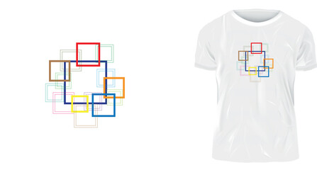 t-shirt design concept, Many squares, and colors