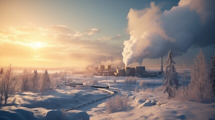Chemical plant in winter