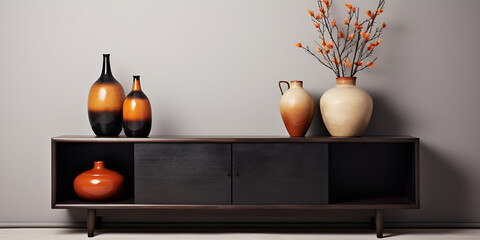 Elegant Contrast: Black and Brown Sideboard
Contemporary Vignette: Sideboard with Vase