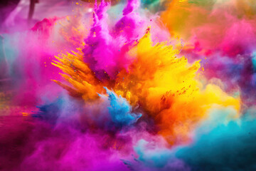 Fototapeta na wymiar Bright Multicolor Holi Paint Color Powder, splash, explosion, bright spots, festival