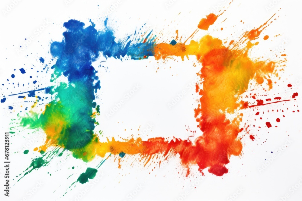 Aufkleber a vibrant rainbow paint splatter on a clean white background. perfect for adding a pop of color to y