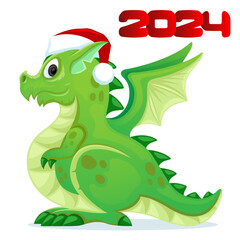 Dragon symbol of the new year 2024 on a white background.