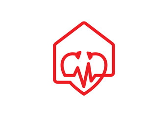 stethoscope logo healthcare and home pulse love medical combination design vector illustration