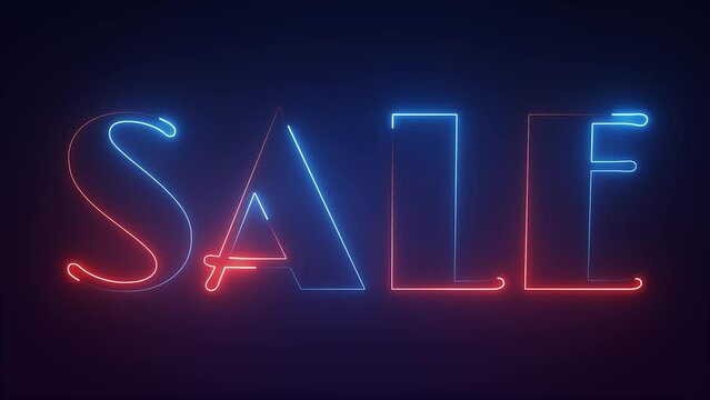 neon light sale text animated on dark background