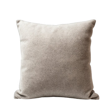 Single Gray Wool Pillow Isolated on Transparent or White Background, PNG