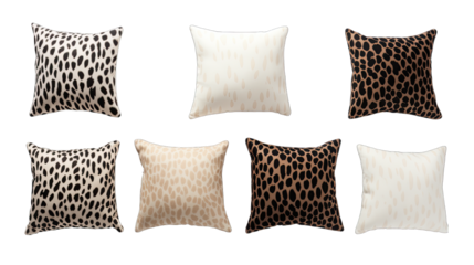 Animal Print Pillows Isolated on Transparent or White Background, PNG