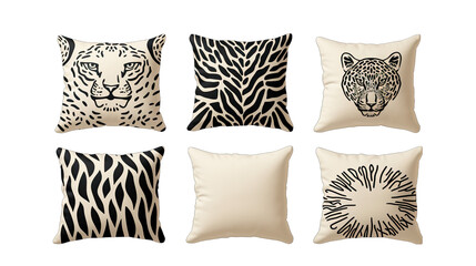 Animal Print Pillows Isolated on Transparent or White Background, PNG