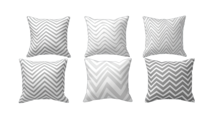 Grey and White Geometric Pattern Pillows Isolated on Transparent or White Background, PNG